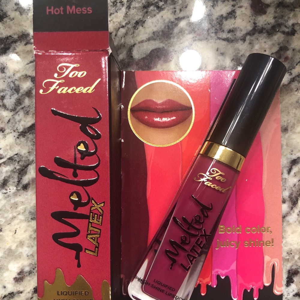 Too Faced melted latex lip gloss in Hot Mess